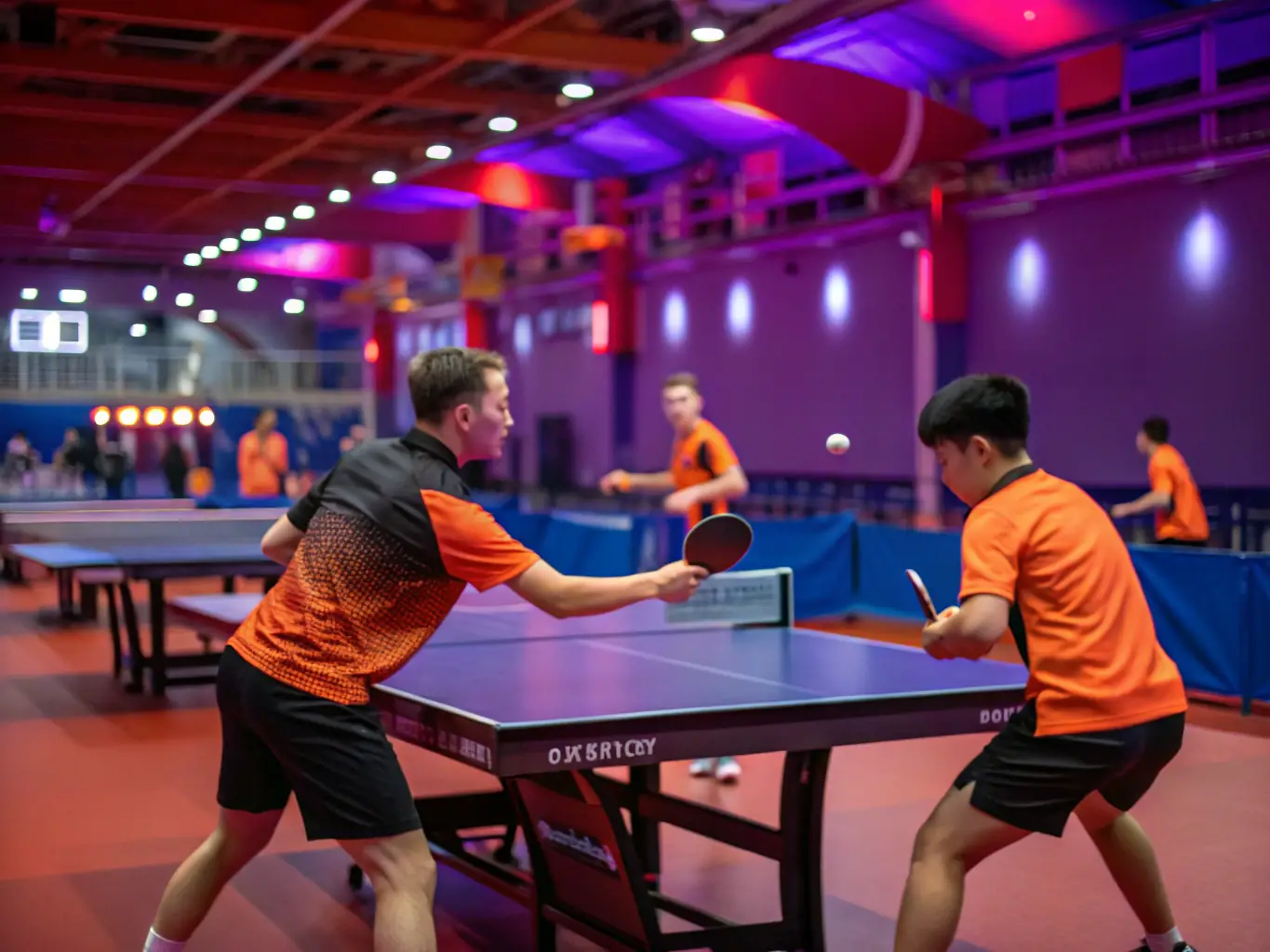 A table tennis coach providing personalized instruction to a player, emphasizing individual growth and improvement.
